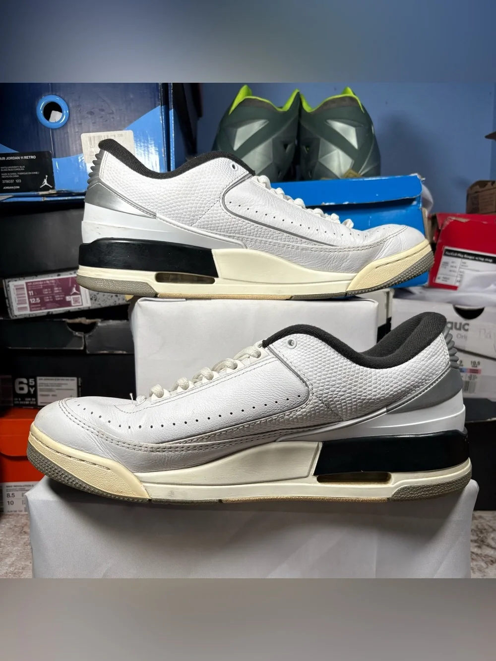 Size 13 - Air Jordan 2/3 White Black Metallic Silver